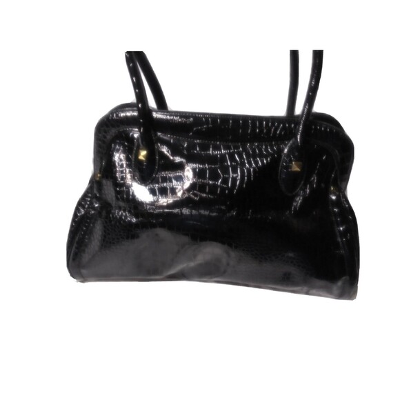 IMAN Shoulder Tote Bag Large Handbag Patent Leather Purse Croc embossed - Picture 4 of 6